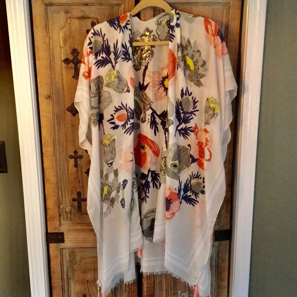 Kimono-style floral cover-up; New with Tags